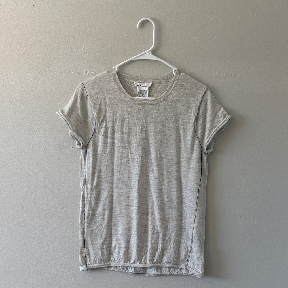 Gray Short Sleeve Cashmere T-Shirt